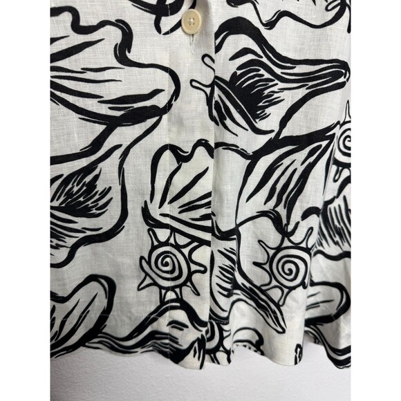 Madewell Large Boxy Cap Sleeve Shirt 100% Linen in Lighthouse Button Front EUC - Picture 8 of 13